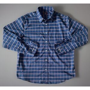 UNTUCKit Long Sleeve Button Down Shirt Blue Pink Plaid Slim Logo XL JBHS